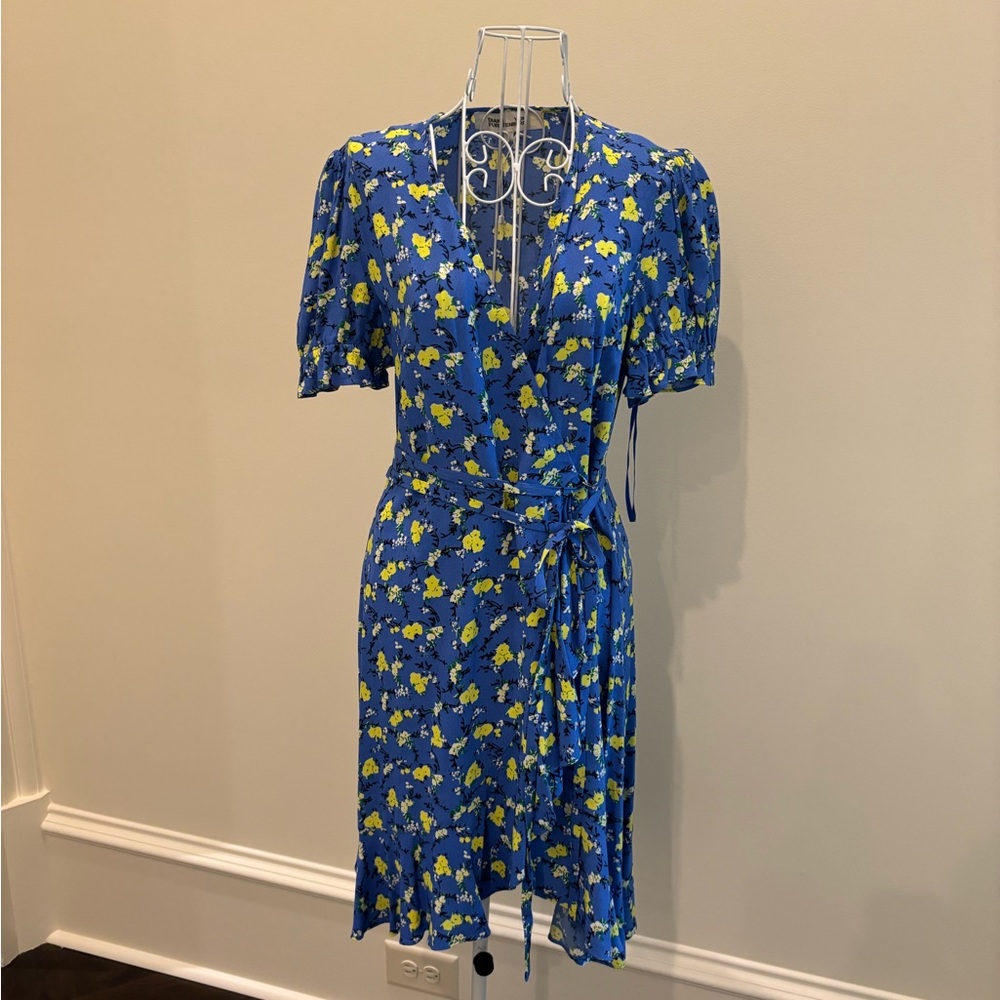 Floral Blue Wrap Dress